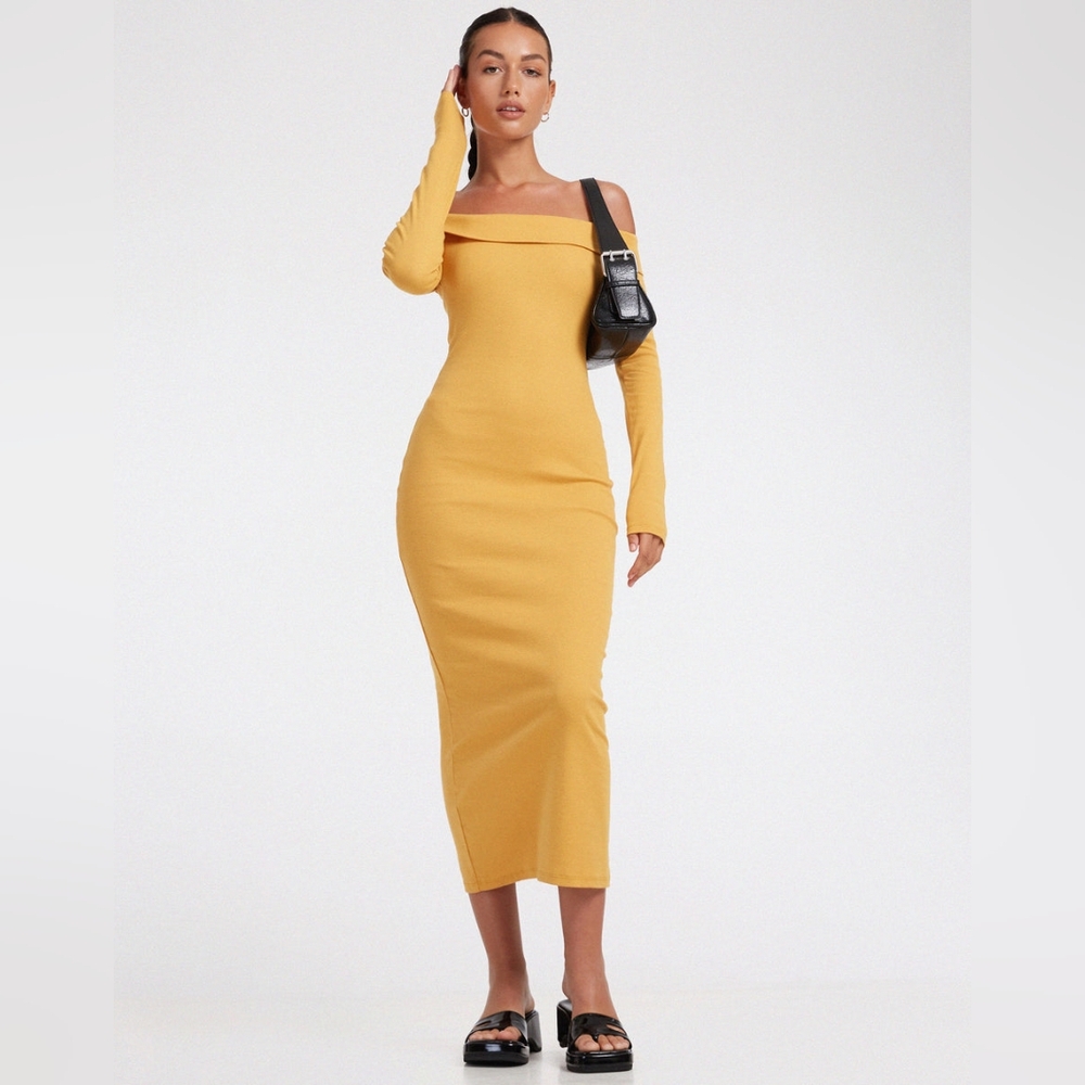 Motel Rocks Shiloh Rib Yellow Dress